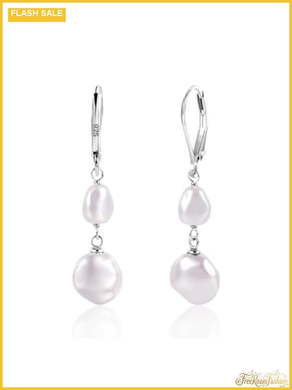 Gold Plated Pearl Dangle Earrings Leverback Women Jewelry